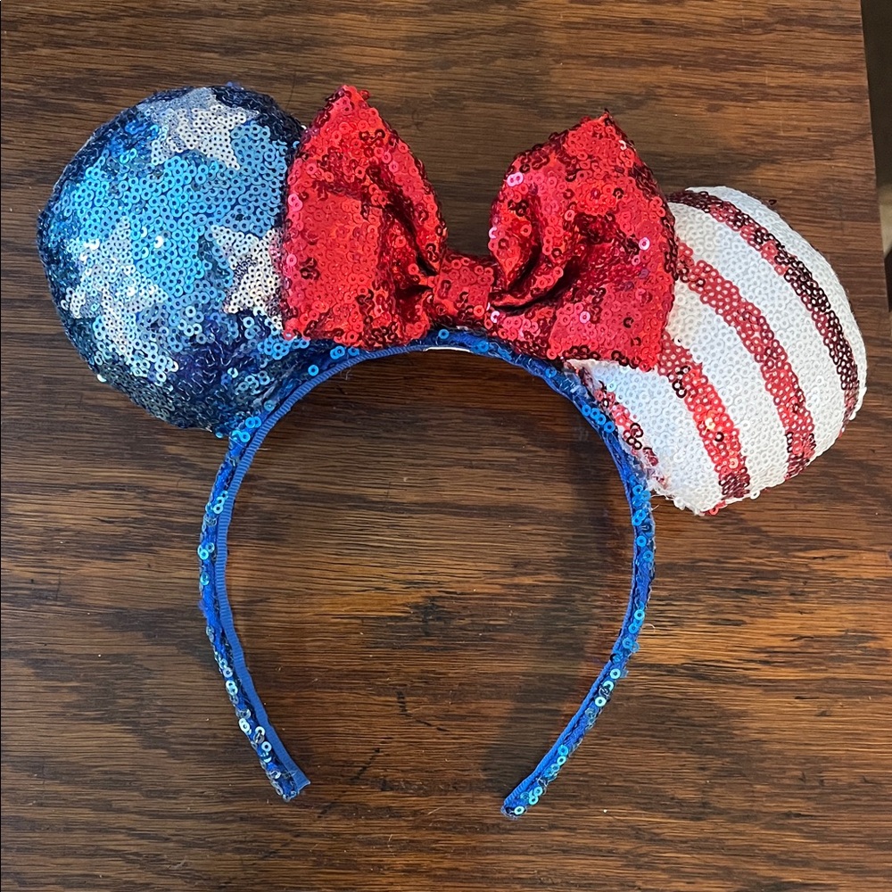 Sequin American Flag Minnie Mouse Ears Headband